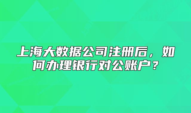 上海大數(shù)據(jù)公司注冊(cè)后，如何辦理銀行對(duì)公賬戶？
