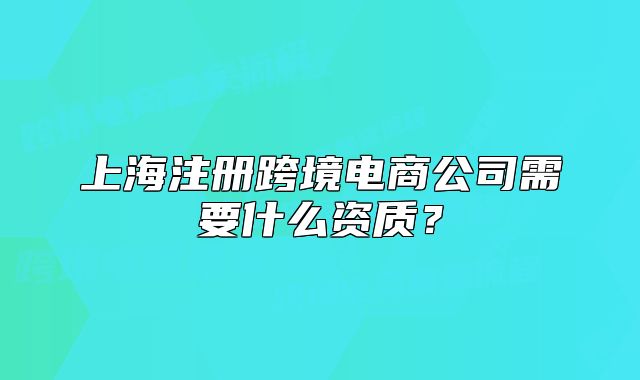 上海注冊跨境電商公司需要什么資質(zhì)？
