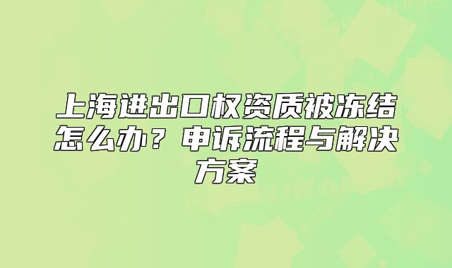 上海進(jìn)出口權(quán)資質(zhì)被凍結(jié)怎么辦？申訴流程與解決方案