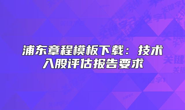 浦東章程模板下載：技術入股評估報告要求