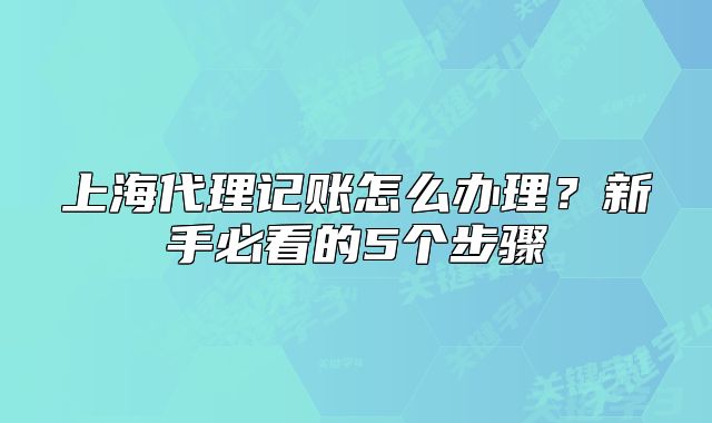 上海代理記賬怎么辦理？新手必看的5個(gè)步驟