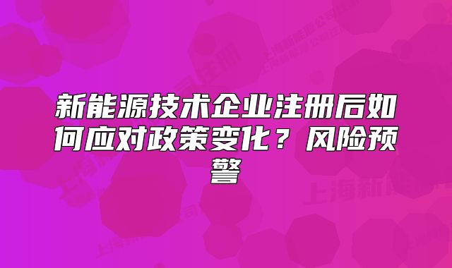新能源技術(shù)企業(yè)注冊后如何應對政策變化？風險預警