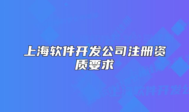 上海軟件開發(fā)公司注冊資質(zhì)要求