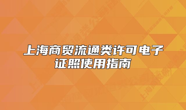 上海商貿(mào)流通類(lèi)許可電子證照使用指南
