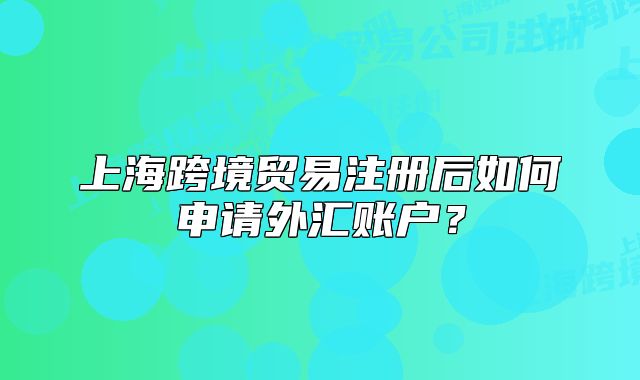 上?？缇迟Q(mào)易注冊后如何申請外匯賬戶？