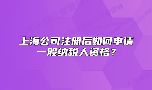上海公司注冊后如何申請一般納稅人資格？