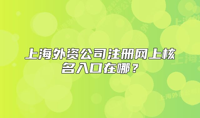上海外資公司注冊網(wǎng)上核名入口在哪？