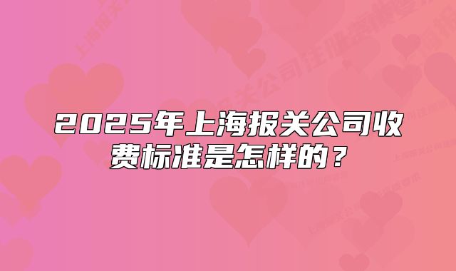 2025年上海報關(guān)公司收費(fèi)標(biāo)準(zhǔn)是怎樣的？