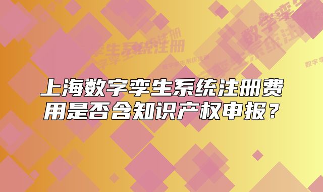 上海數(shù)字孿生系統(tǒng)注冊費用是否含知識產(chǎn)權(quán)申報？