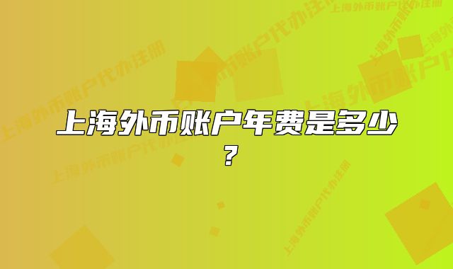 上海外幣賬戶年費是多少？