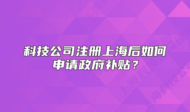 科技公司注冊(cè)上海后如何申請(qǐng)政府補(bǔ)貼？