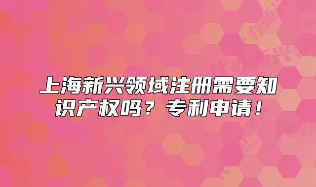 上海新興領(lǐng)域注冊需要知識產(chǎn)權(quán)嗎？專利申請！