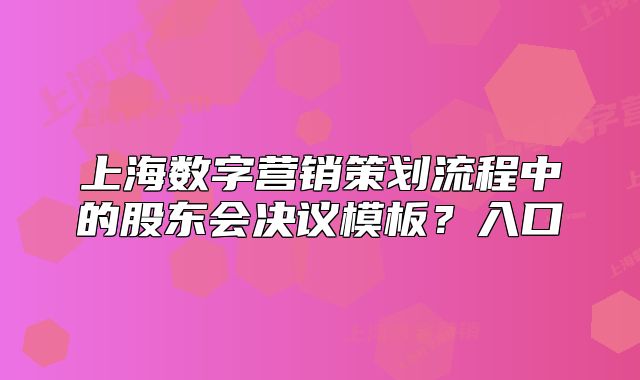 上海數(shù)字營(yíng)銷(xiāo)策劃流程中的股東會(huì)決議模板？入口