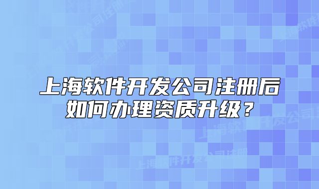上海軟件開發(fā)公司注冊后如何辦理資質(zhì)升級？