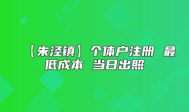 【朱涇鎮(zhèn)】個體戶注冊 最低成本 當日出照