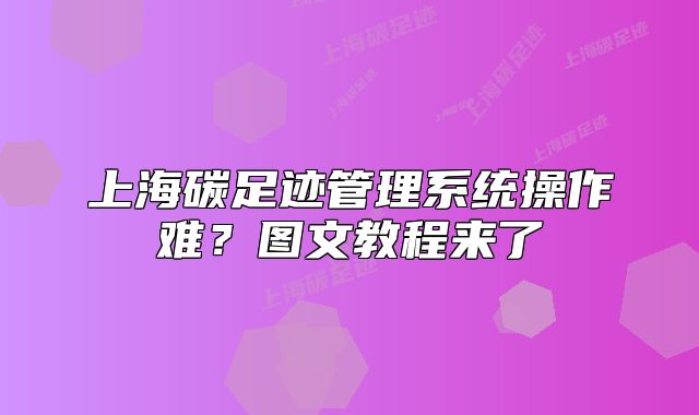 上海碳足跡管理系統(tǒng)操作難？圖文教程來了