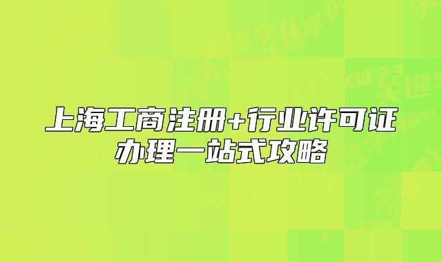 上海工商注冊(cè)+行業(yè)許可證辦理一站式攻略