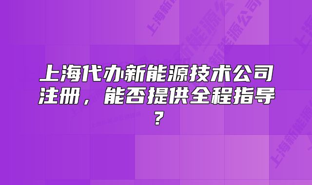 上海代辦新能源技術(shù)公司注冊(cè)，能否提供全程指導(dǎo)？