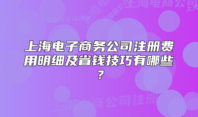 上海電子商務(wù)公司注冊(cè)費(fèi)用明細(xì)及省錢技巧有哪些？
