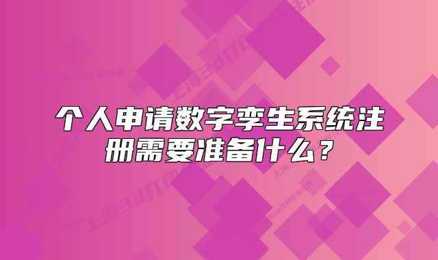 個人申請數(shù)字孿生系統(tǒng)注冊需要準(zhǔn)備什么？
