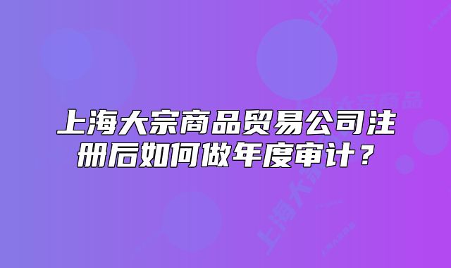 上海大宗商品貿(mào)易公司注冊后如何做年度審計(jì)？