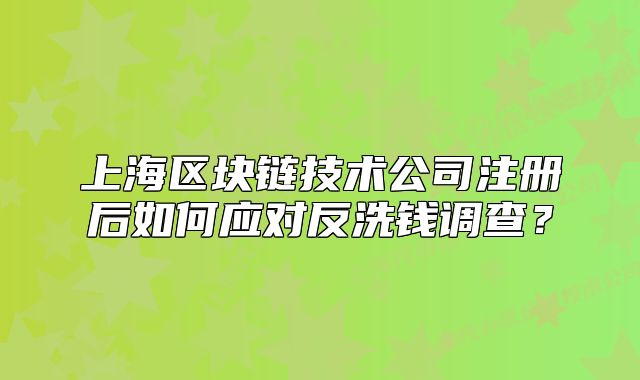 上海區(qū)塊鏈技術(shù)公司注冊后如何應(yīng)對反洗錢調(diào)查？