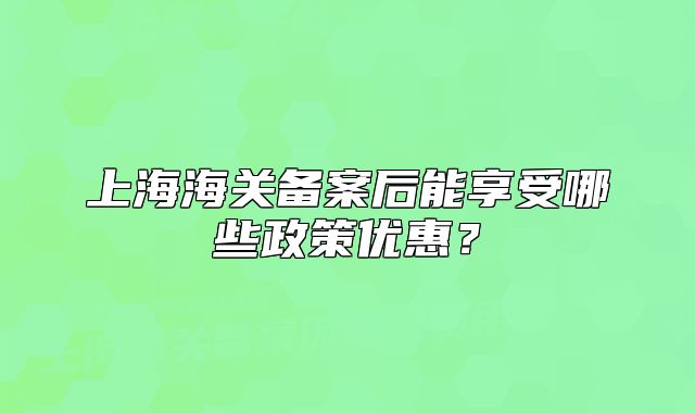 上海海關(guān)備案后能享受哪些政策優(yōu)惠？