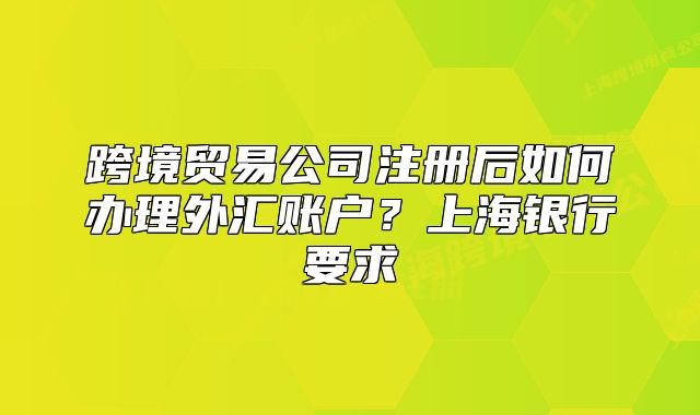 跨境貿易公司注冊后如何辦理外匯賬戶？上海銀行要求