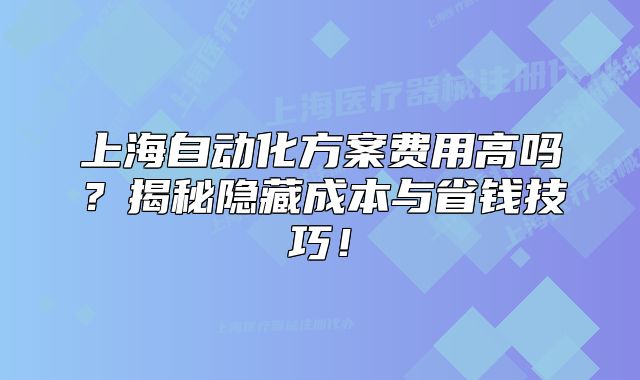 上海自動(dòng)化方案費(fèi)用高嗎？揭秘隱藏成本與省錢技巧！