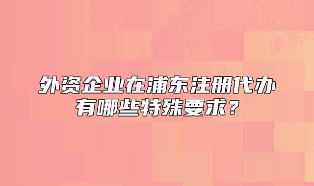 外資企業(yè)在浦東注冊代辦有哪些特殊要求？
