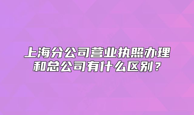 上海分公司營業(yè)執(zhí)照辦理和總公司有什么區(qū)別？