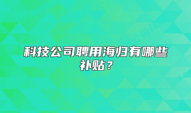 科技公司聘用海歸有哪些補(bǔ)貼？