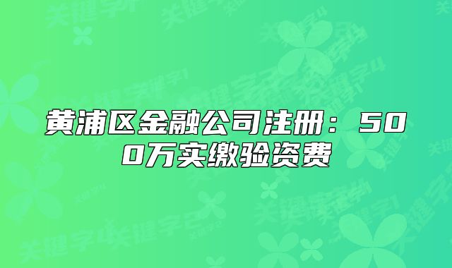 黃浦區(qū)金融公司注冊：500萬實繳驗資費(fèi)