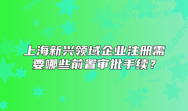 上海新興領(lǐng)域企業(yè)注冊需要哪些前置審批手續(xù)？