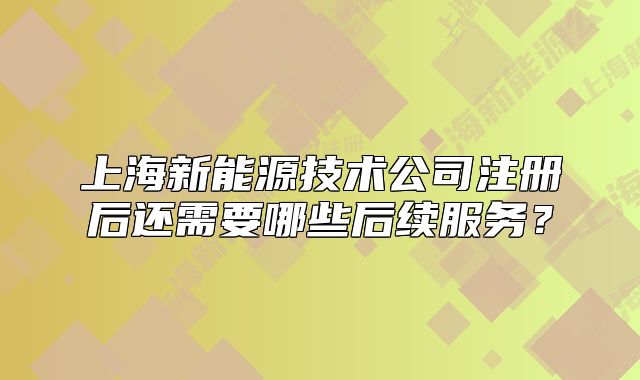 上海新能源技術(shù)公司注冊后還需要哪些后續(xù)服務(wù)？