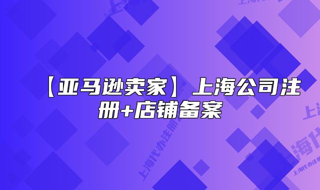 【亞馬遜賣家】上海公司注冊+店鋪備案