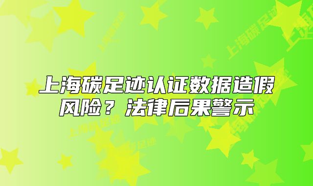 上海碳足跡認(rèn)證數(shù)據(jù)造假風(fēng)險？法律后果警示