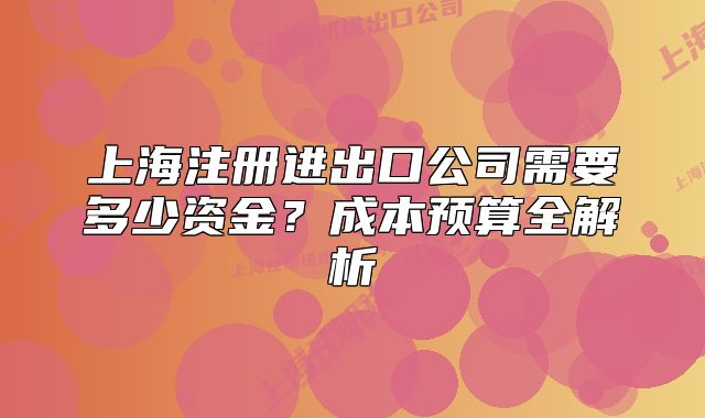 上海注冊進(jìn)出口公司需要多少資金？成本預(yù)算全解析