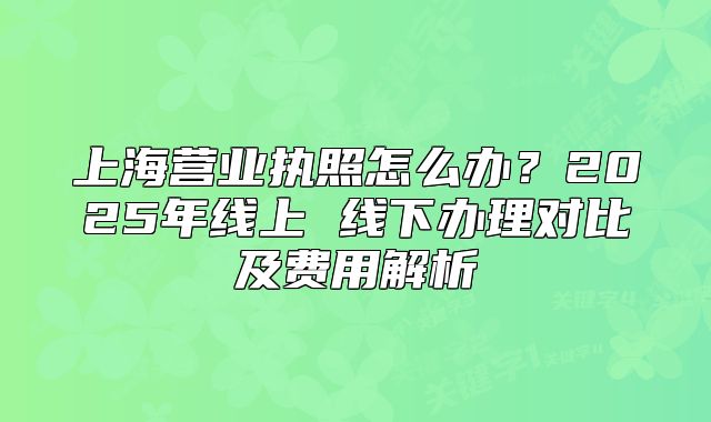 上海營業(yè)執(zhí)照怎么辦？2025年線上 線下辦理對比及費用解析