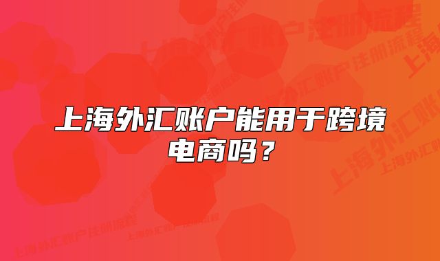 上海外匯賬戶能用于跨境電商嗎？