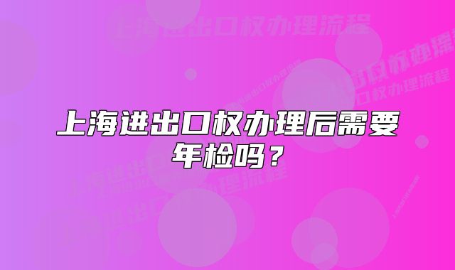 上海進出口權辦理后需要年檢嗎？