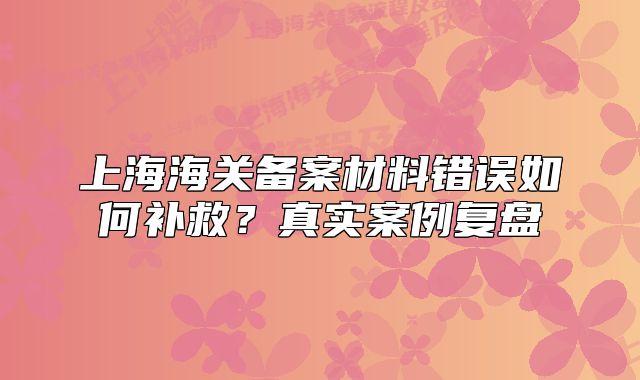 上海海關(guān)備案材料錯(cuò)誤如何補(bǔ)救？真實(shí)案例復(fù)盤