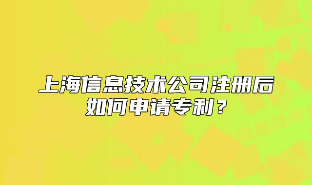 上海信息技術(shù)公司注冊(cè)后如何申請(qǐng)專利？