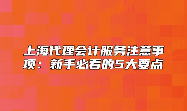上海代理會(huì)計(jì)服務(wù)注意事項(xiàng)：新手必看的5大要點(diǎn)