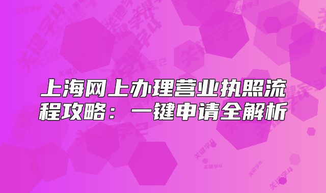 上海網(wǎng)上辦理營業(yè)執(zhí)照流程攻略：一鍵申請全解析