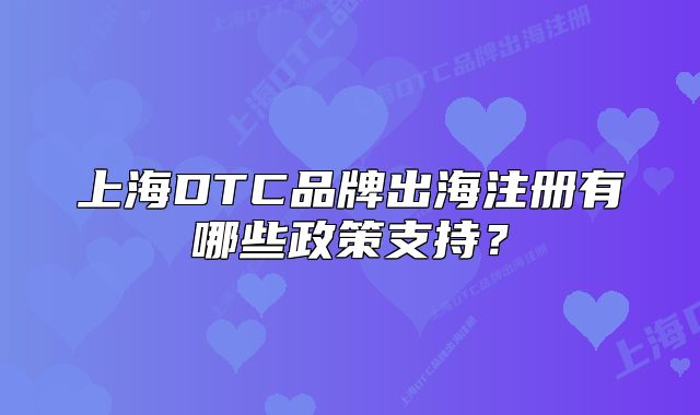 上海DTC品牌出海注冊有哪些政策支持？