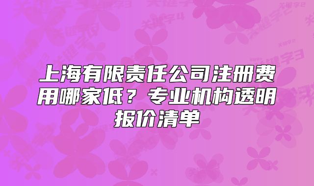 上海有限責(zé)任公司注冊(cè)費(fèi)用哪家低？專業(yè)機(jī)構(gòu)透明報(bào)價(jià)清單