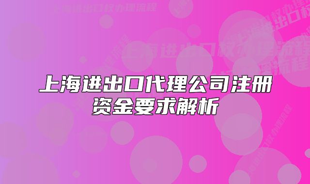 上海進(jìn)出口代理公司注冊(cè)資金要求解析