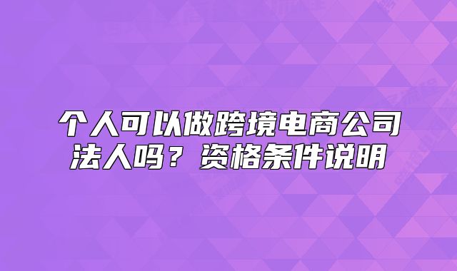 個人可以做跨境電商公司法人嗎？資格條件說明