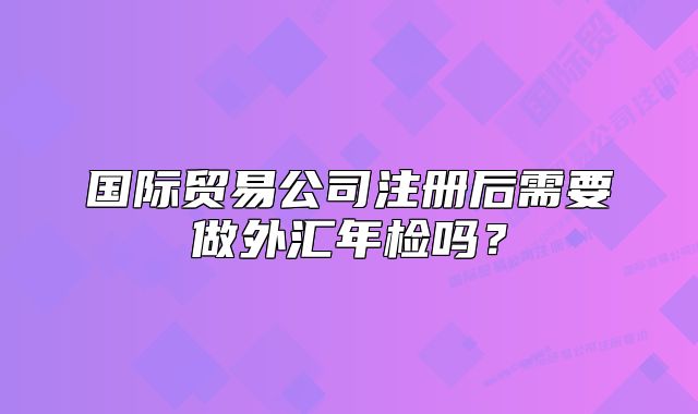國(guó)際貿(mào)易公司注冊(cè)后需要做外匯年檢嗎？